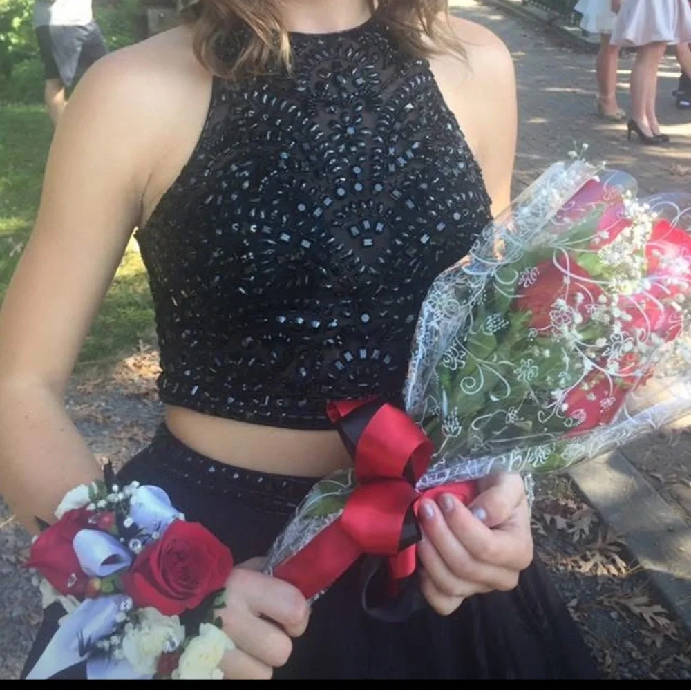 Mori Lee Black Lace Prom Dress - Picture 10 of 11